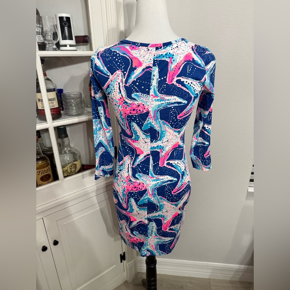Lilly Pulitzer Beacon Dress in the 'Star Struck' indigo starfish print - Picture 2 of 5